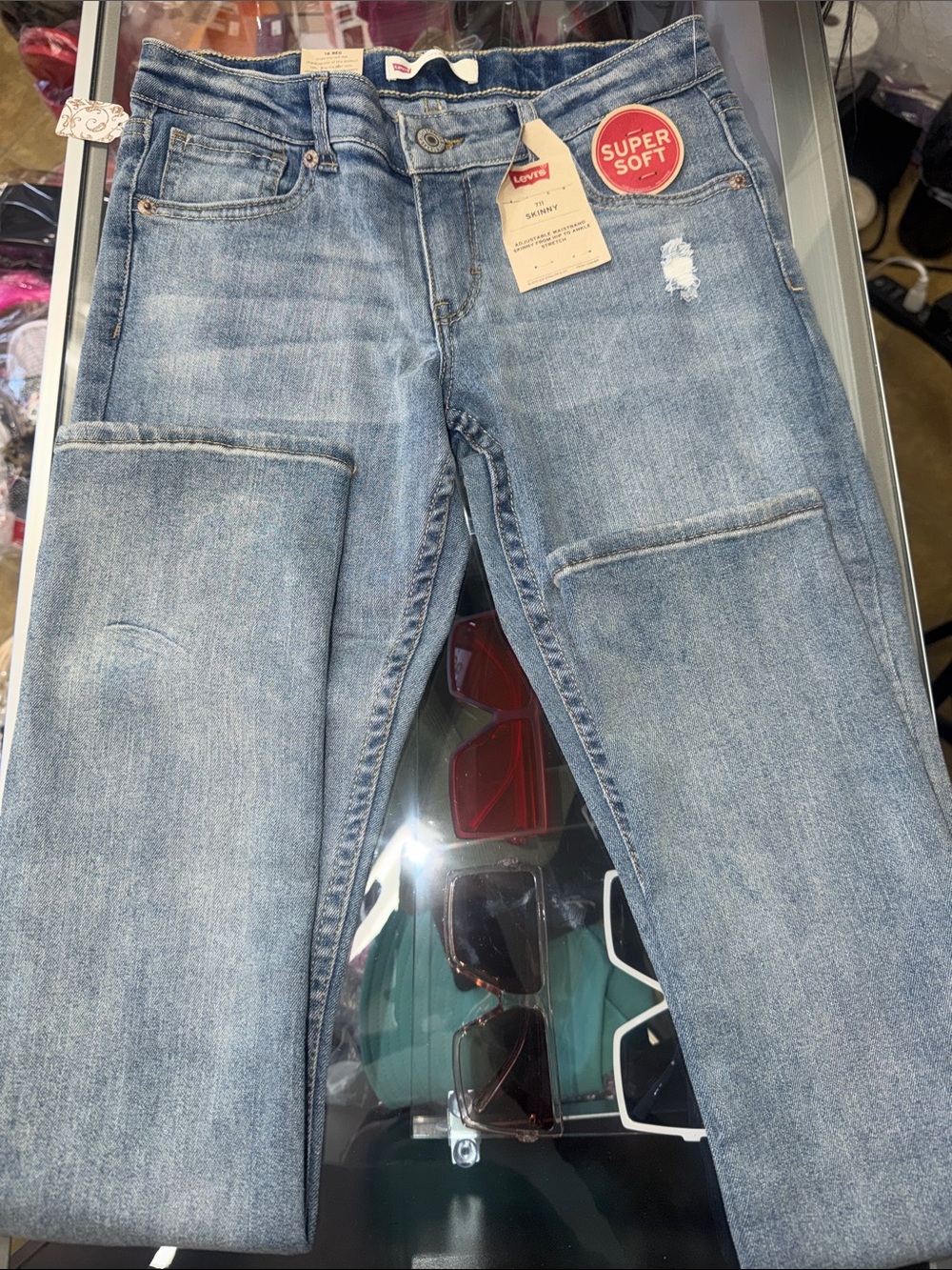 Levi's Men's Light Blue Slim Straight Jeans with Knee Panels